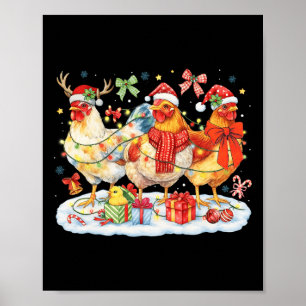Kip Kerstverlichting Kerstmannenhoeden Rendieren G Poster