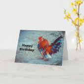 Kip Kleurrijke Haan Foto Verjaardag Kaart (Gele Bloem)