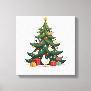 Kip Koe Geit Paard Boerderij Dier Boer Kerstmis Canvas Afdruk