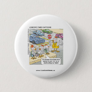 Kip Kruist Weg Grappige Knop Ronde Button 5,7 Cm