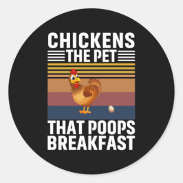 Kip-kunst breekt het eten uit ronde sticker