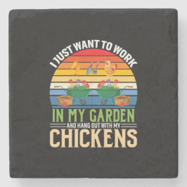 Kip-kunst en -hengel met mijn kippen stenen onderzetter