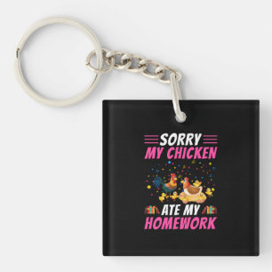 Kip Kunst Mijn Kip Heeft Mijn Huiswerk Gegeten Sleutelhanger