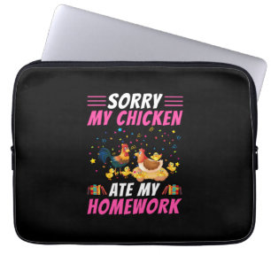 Kip Kunst Mijn Kip Heeft Mijn Huiswerk Opgegeten Laptop Sleeve