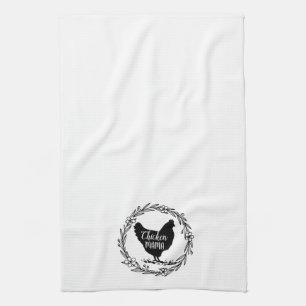 Kip mama decoratieve krans keukenhanddoek