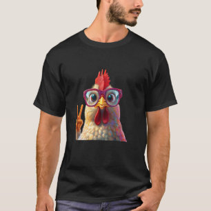 Kip Met Bril Vredesteken Pret T-shirt