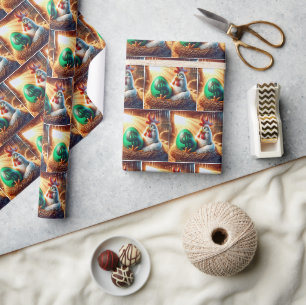 Kip Met Een Groen Ei Cadeaupapier