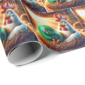 Kip Met Een Groene Ei Cadeaupapier (Rol Hoek)