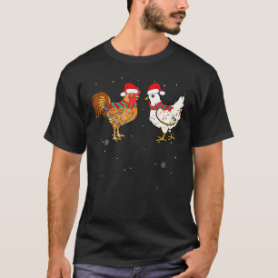 Kip met kerstrooster Lights Draag Santa Hat Lo T-shirt