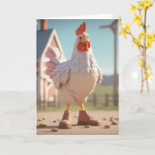 Kip met laarzen kaart (Gele Bloem)