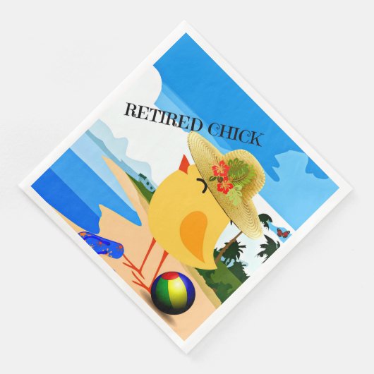 Kip met pensioen, kleurrijk ontwerp servetten (Hoek)