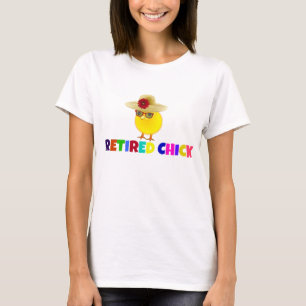 Kip met pensioen, kleurrijk ontwerp t-shirt