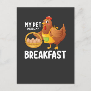 Kip Mijn huisdier maakt mijn ontbijt Uitnodiging Briefkaart