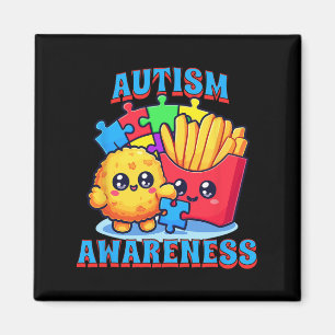 Kip nugget en friet Autisme Awareness Magneet