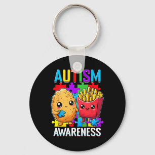 Kip Nugget en friet Autisme Bewustzijn van Sleutelhanger