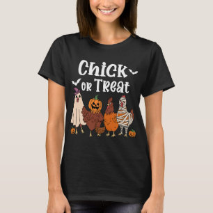 Kip of Behandeling Grappige Griezelige Kip Hallowe T-shirt