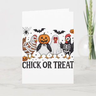 Kip of Behandeling Grappige Halloween Kippenliefhe Kaart