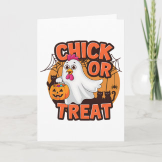 Kip of Behandeling Grappige Kip Halloween Kostuum  Kaart
