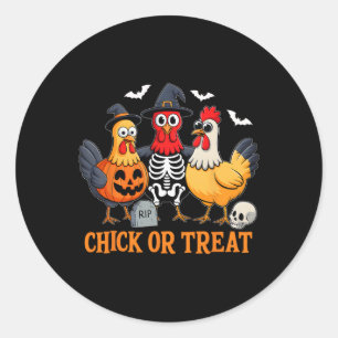 Kip of Behandeling Grappige Kip Halloween Kostuum Ronde Sticker