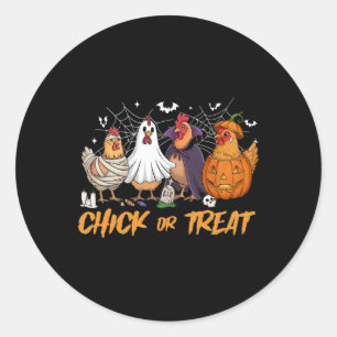Kip of Behandeling Grappige Kip Pompoen Spook Grie Ronde Sticker