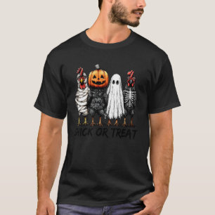 Kip of Behandeling Halloween Pompoen Geest Spoken T-shirt