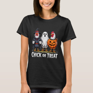 Kip of snoep griezelige heks spook pompoen kip t-shirt