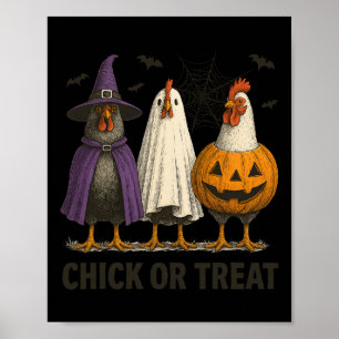 Kip of trakteer grappige Halloween kostuum ver Poster