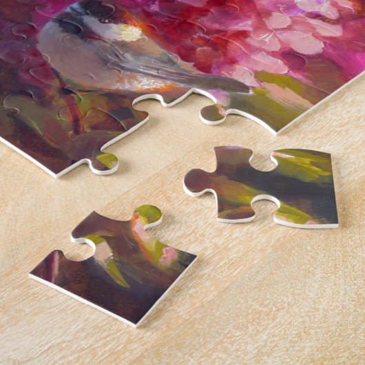 Kip op wilde alaskan-bloemen met bergen legpuzzel (Zijkant)