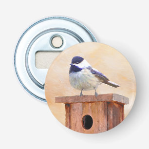 Kip over vogelschilderende oorspronkelijke vogelku button flesopener
