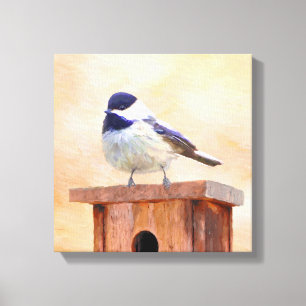 Kip over vogelschilderende oorspronkelijke vogelku canvas afdruk