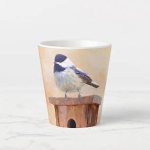 Kip over vogelschilderende oorspronkelijke vogelku latte mok