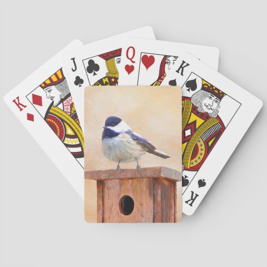 Kip over vogelschilderende oorspronkelijke vogelku pokerkaarten (Achterkant)