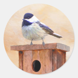 Kip over vogelschilderende oorspronkelijke vogelku ronde sticker