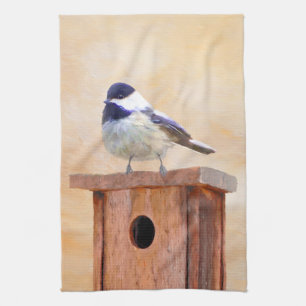 Kip over vogelschilderende oorspronkelijke vogelku theedoek