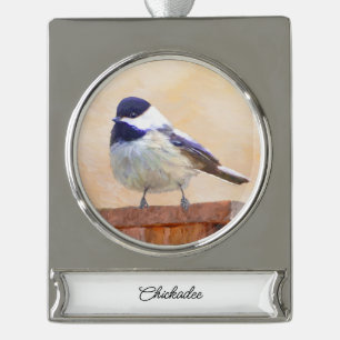 Kip over vogelschilderende oorspronkelijke vogelku verzilverd banner ornament