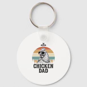 Kip Papa Vintage Zonsondergang Grappige Kip Liefhe Sleutelhanger