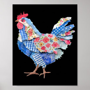 Kip Patchwork Konijn Eieren Konijn Gelukkig Pasen Poster