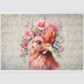 Kip Portret in Bloemen 3 Decoupage Papier (Voorkant)