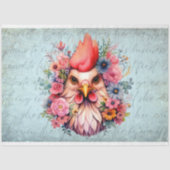 Kip Portret in Bloemen 4 Decoupage Papier (Voorkant)