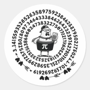 Kip Pot Houder Rekenmachine Wiskunde Docent Pi Dag Ronde Sticker