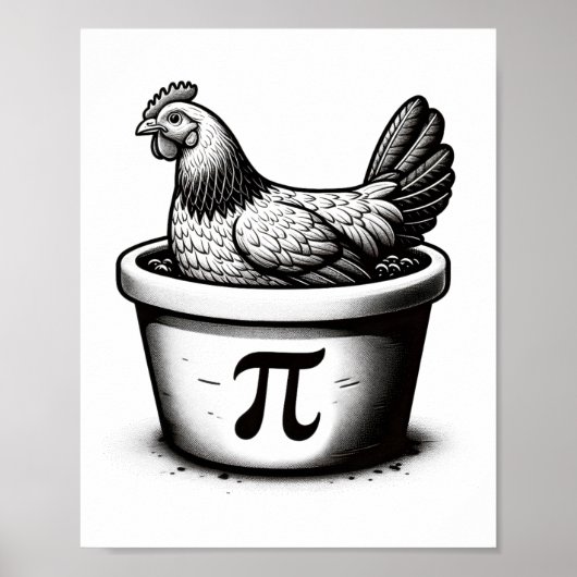 Kip Pot Pastei Grappige Wiskunde Grap Kip Pot Pi D Poster (Voorkant)
