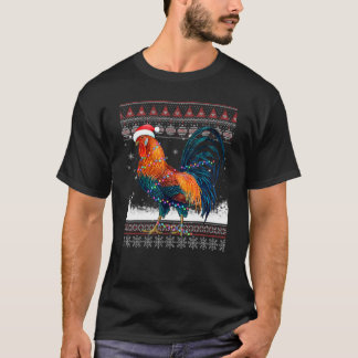 Kip Santa Hoed Kerstlichten Boeren Kerstmis T-shirt