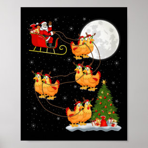 Kip Santa slee van vliegen grappig magisch Kerstmi Poster