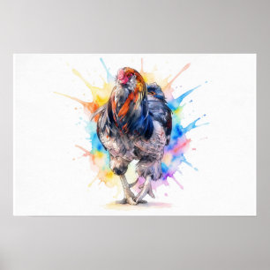 Kip Splash Art Boerderij Art Poster Print