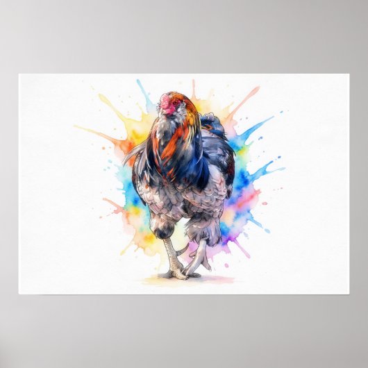 Kip Splash Art Boerderij Art Poster Print (Voorkant)