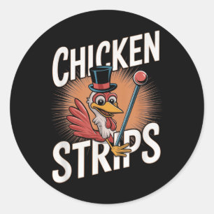 Kip Strips Top Hat Grappige Kip Pun Ronde Sticker
