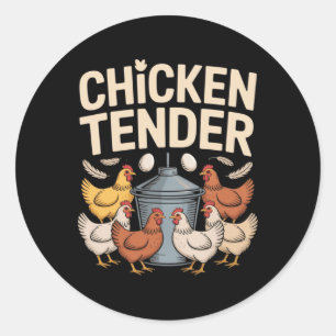 Kip Tender Grappige Kippenboer Pun Humor Ronde Sticker