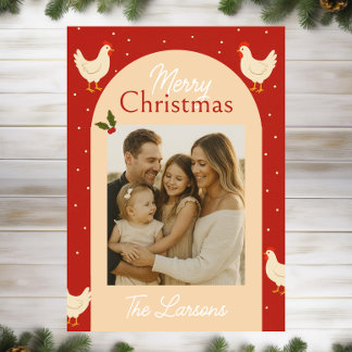 Kip-thema Kerst Foto Kaart