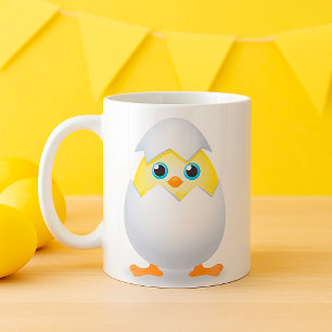 Kip Uitbroeden Gele Baby Kip in Eierschaal Koffiemok