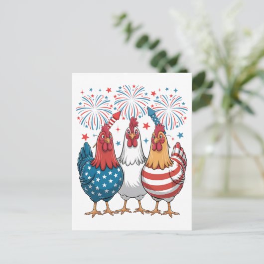 Kip USA Vlag Patriottisch 4 juli Briefkaart (Staand voorkant)